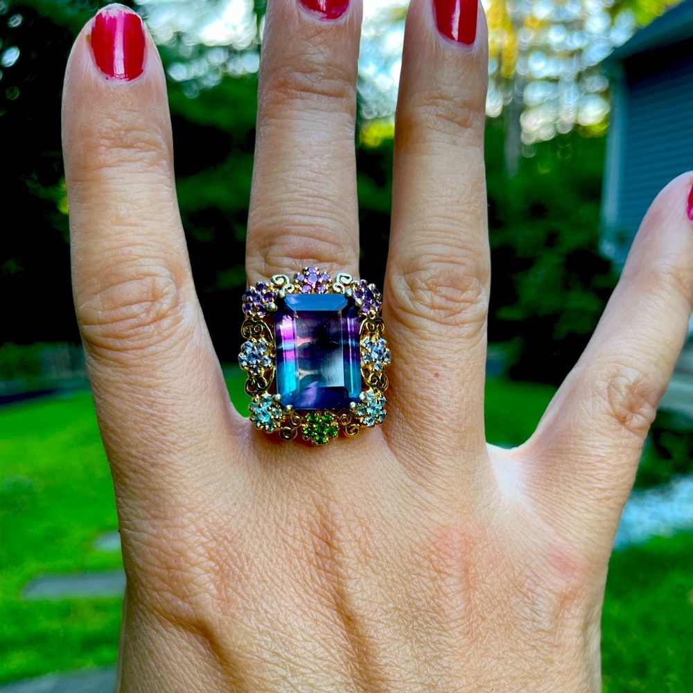 Multi gem flower ring